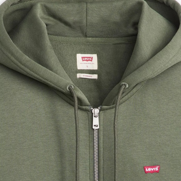 LEVI’S MENS ZIP UP HOODIE SWEATSHIRT OLIVE NEW‎ Size L - Picture 4 of 4